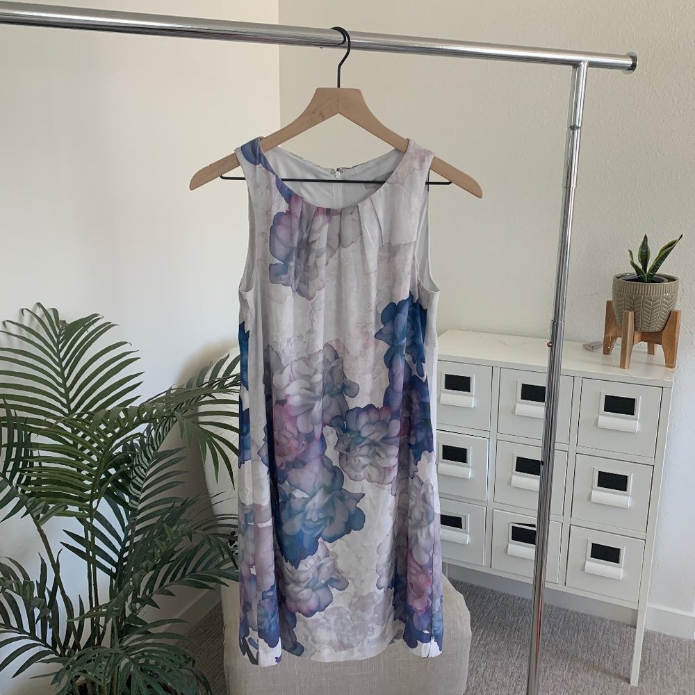 NWT H&M Floral Print Watercolor Pastel Flowy A-Line Sleeveless Shift Dress 6